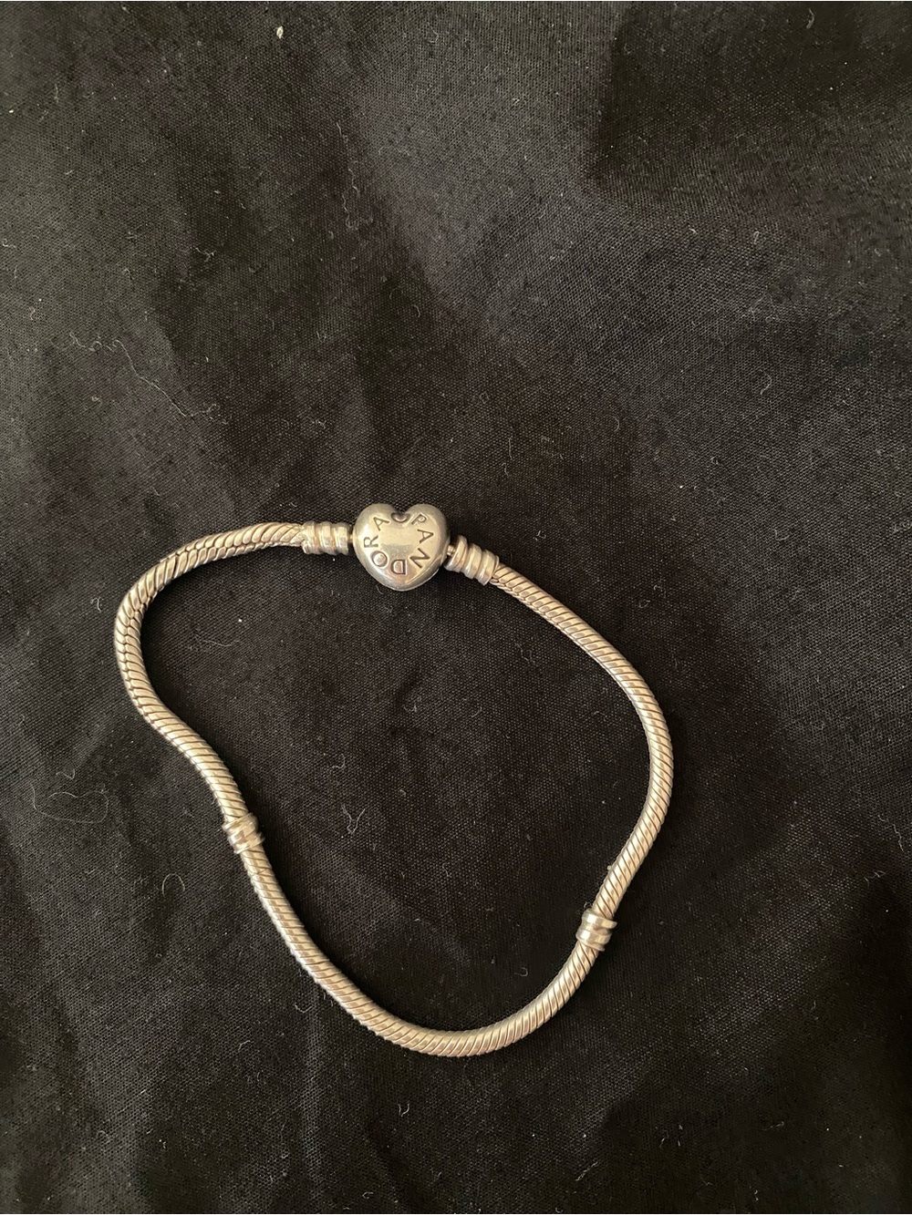 Pandora Silver Heart-Clasp Snake Chain Bracelet - Silver